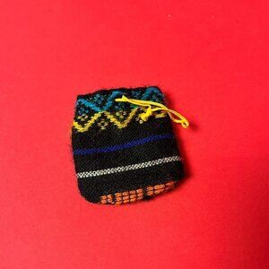 Handmade / Mini cinchable coin purse stash bag 💛🖤​​​​​​
